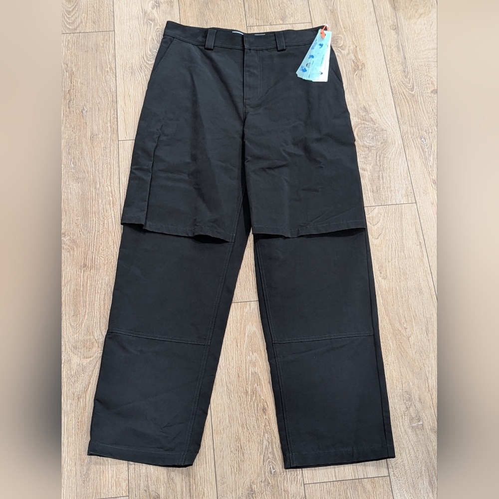 $1270 Mens OFF-WHITE Double Layer Carpenter Pants Black Large